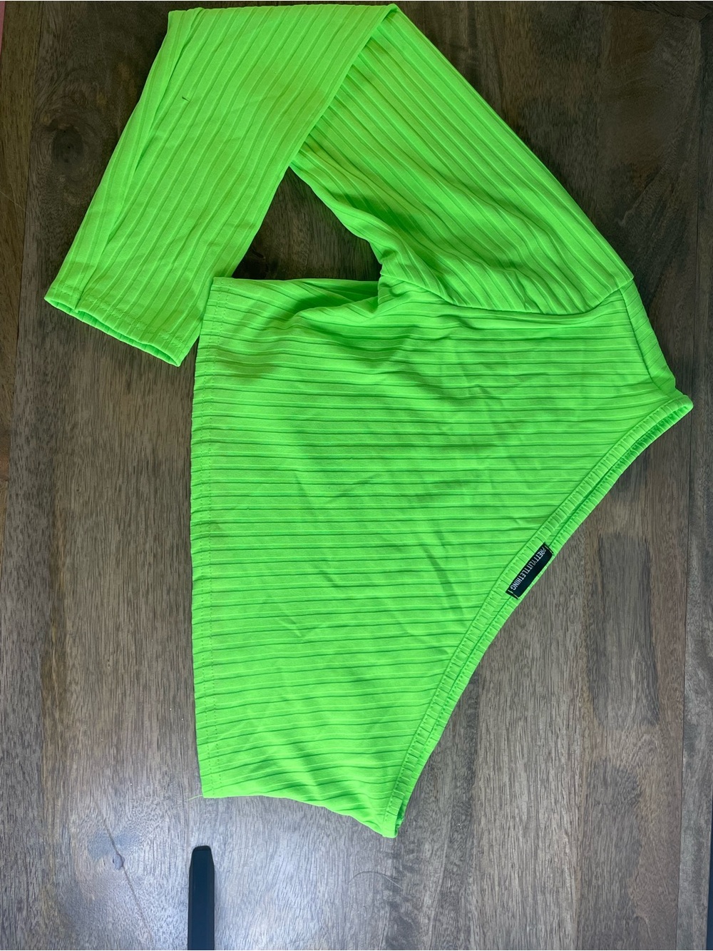 PrettyLittleThing Neon Green Ribbed One-Shoulder Crop Top